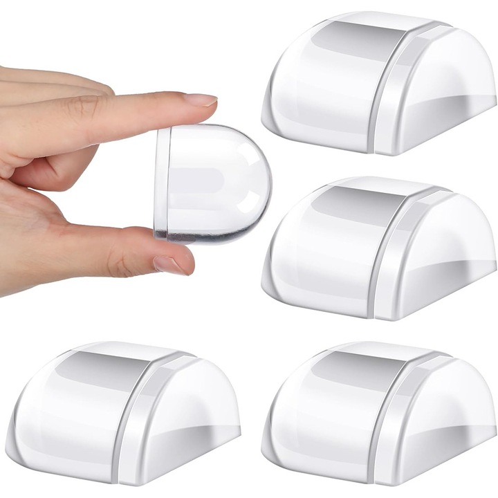 Set 4 opritoare usa autoadezive, BOMSTOM, Plastic, reutilizabile, pentru diverse tipuri de usi, Transparent