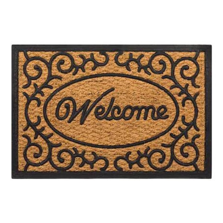 Ajtóbejárati szőnyeg, Welcome, kókuszrost és gumi - 60x40 cm