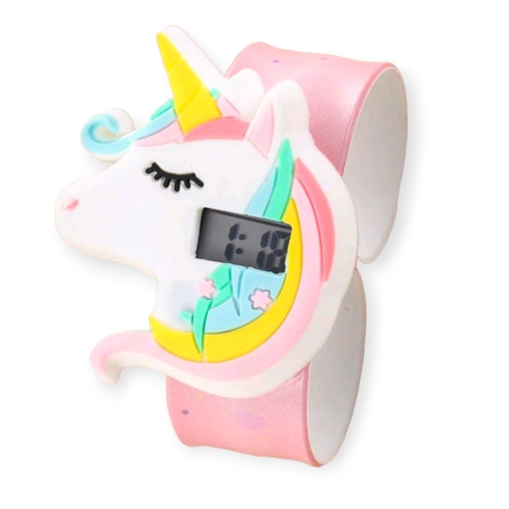Детски дигитален часовник с дизайн на еднорог и прилепваща гривна