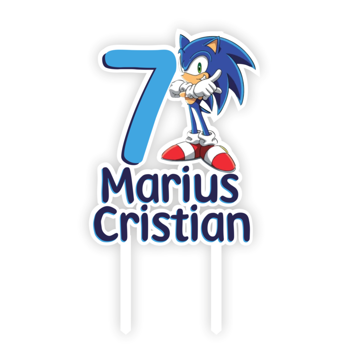 Topper tort UV Sonic, MDF, Inedit Print, TC1027, 13 cm