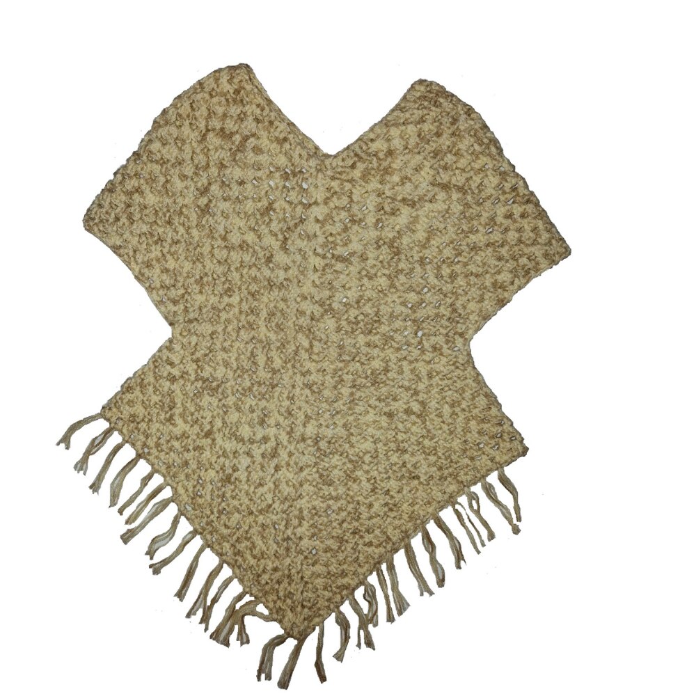 Pulover cu ciucuri copii, Culoare Bej, Crosetat Handmade, Marime