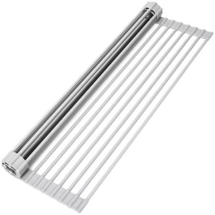 Suport multifunctional pliabil roll-up, P&M®, usor de curatat si depozitat, finisaj inox si silicon de culoare argintie, 50x37 CM