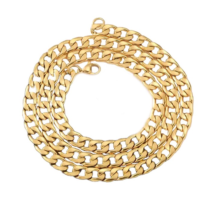 Lant model cuban de culoare aurie de 55 cm