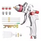 Set pistol de vopsit universal HVLP, GOXAWEE, G5253, cu 3x duza 1.4 1.7 2.0 mm, 600ml, Flux si latime de pulverizare reglabile, Pentru grunduri auto, pulverizarea suprafetelor de mobilier, vopsea de perete, Argintiu/Rosu