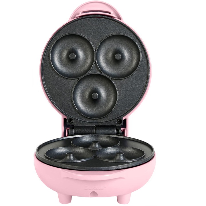 Mini Aparat de facut Gogosi, Bukate®, Placi Antiaderente, Indicator Luminos, Cherry Pink