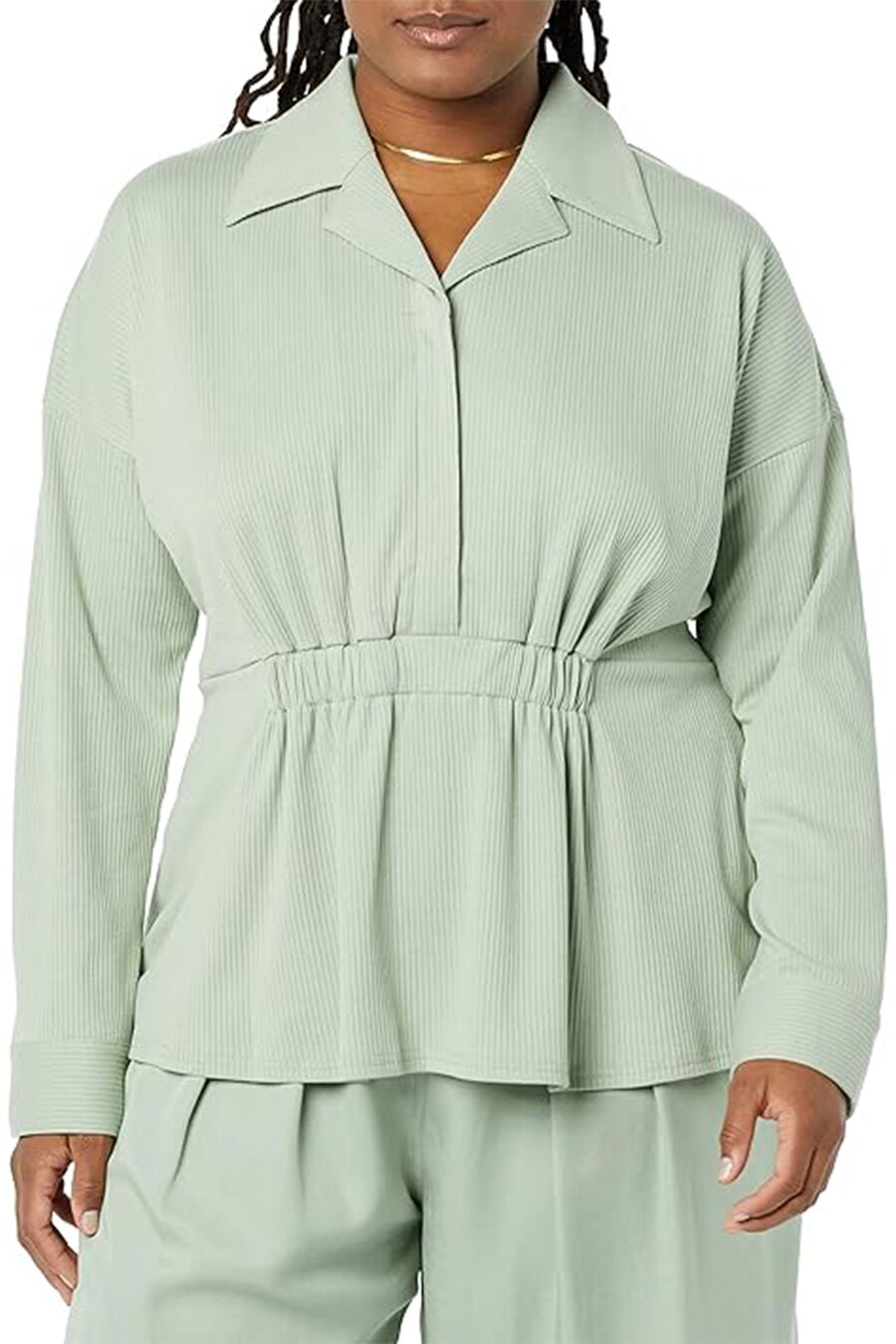 Camasa supradimensionata Zoe pentru dama, culoarea Sage Green