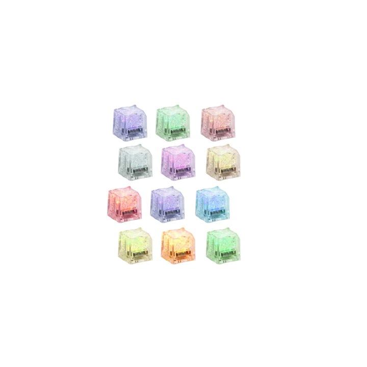 12 db világító jégkocka készlet RGB LED-del, 2,7x2,7 cm, PROMERCO®