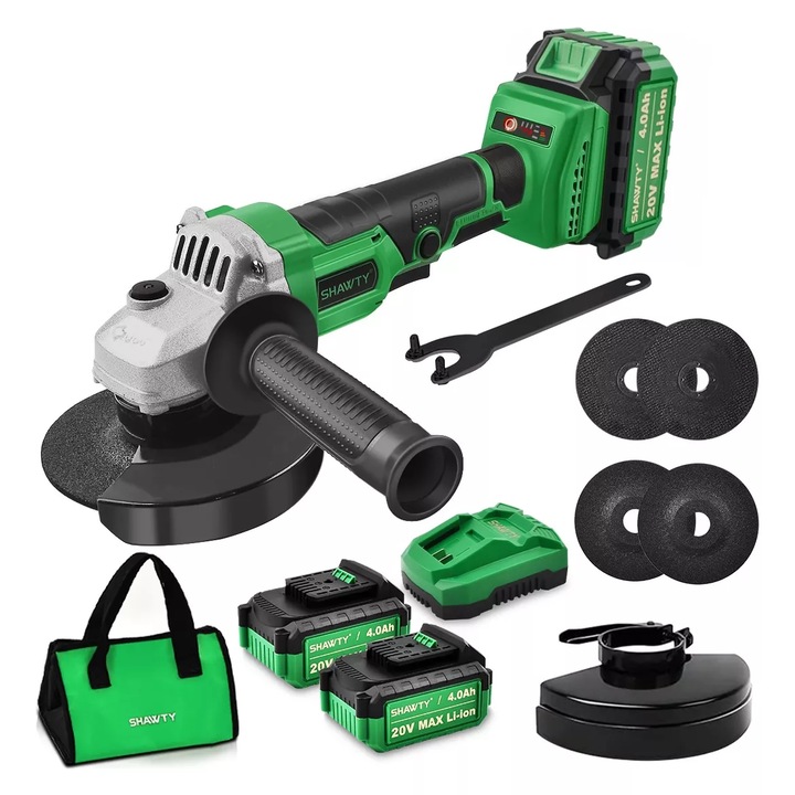 Polizor unghiular fara fir, SHAWTY, S0052A, brushless, 4300 RPM / 5400 RPM / 7000 RPM