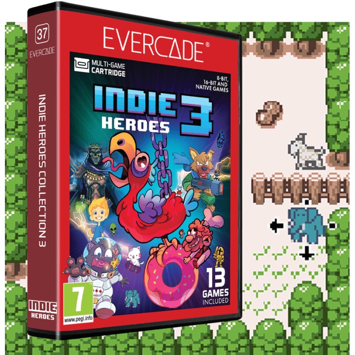 Evercade #37, Indie Heroes 3, 13in1, Retro, Multi Game, Játékszoftver csomag