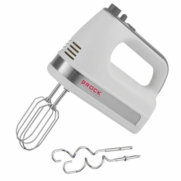 Brock HM 5003 WH, 300 W, 5 fokozat, Turbo funkció, Fehér-Szürke, Kézi mixer