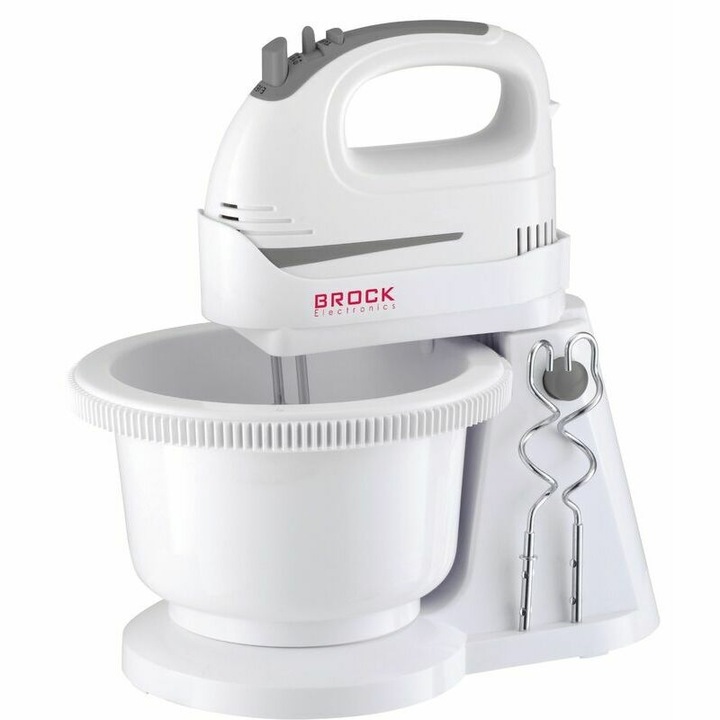 Brock HMB 3009 WH, 300 W, 2 L, 5 fokozat, Fehér, Kézi mixer keverőtállal