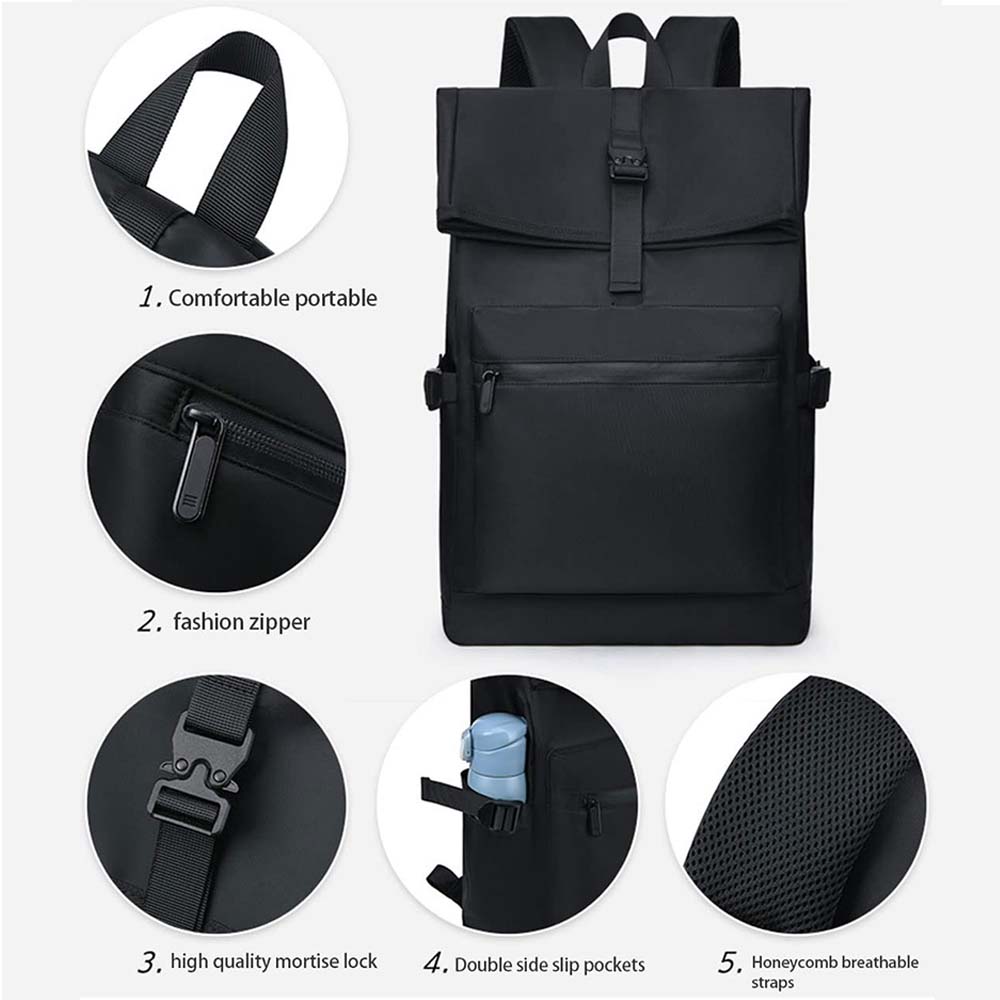 Geanta pentru laptop de afaceri Dollcini pentru barbati, rucsac business pentru barbati, rezistenta la apa, pentru calatorii de afaceri, calatorii in familie, 546031, negru mat