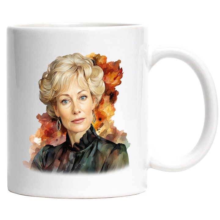 Cana Cu Susan Harris, Celebritate, Producator, Hollywood, Multicolor 330 ml, Ceramica cu Maner Alb
