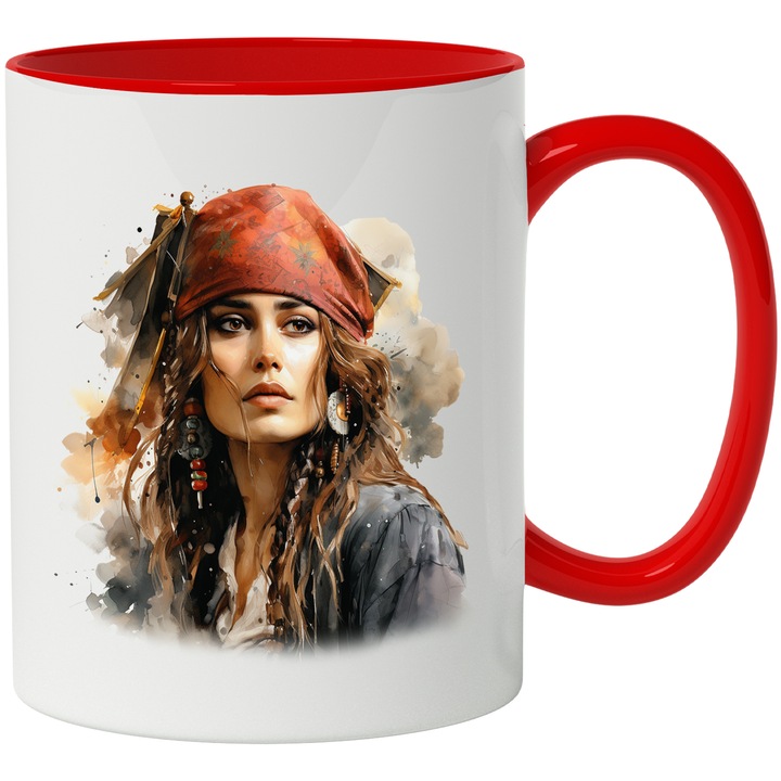 Bögre Angelica, Penélope Cruz, Karib-tenger kalózai, Többszínű 330 ml, Kerámia Piros fogantyúval