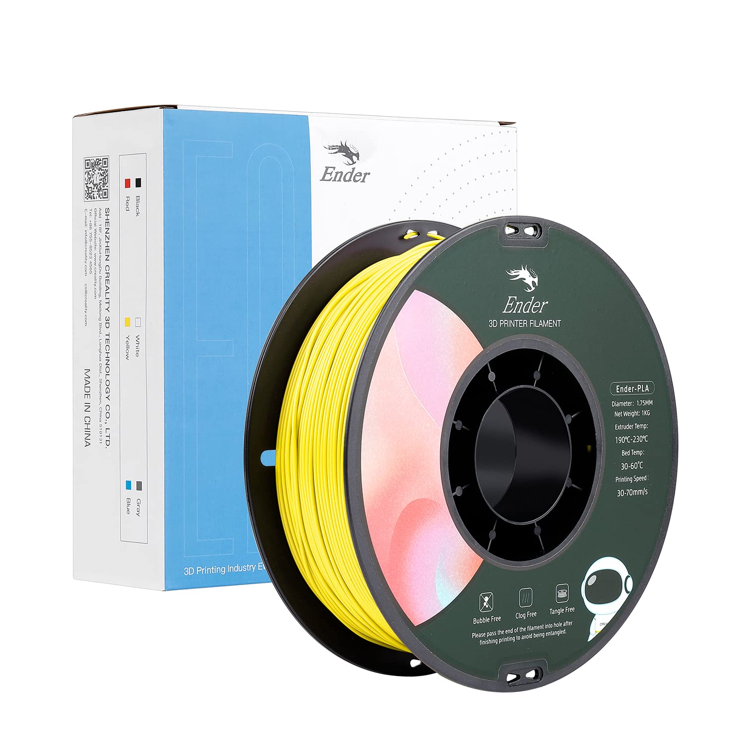 Филамент Ender-PLA Creality CR-PLA 1.75 мм, 1 кг, 190-230C Жълт, Жълт ...
