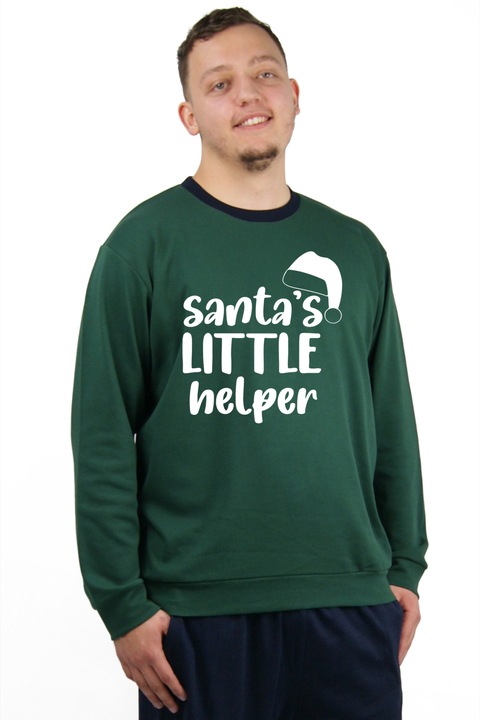 Ferfi pizsama Mikulas kis segito nyomattal, Zöld