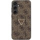 Калъф за телефон Guess Grip Stand 4G Triangle Strass, еко кожа, кафяв, За Samsung Galaxy S24