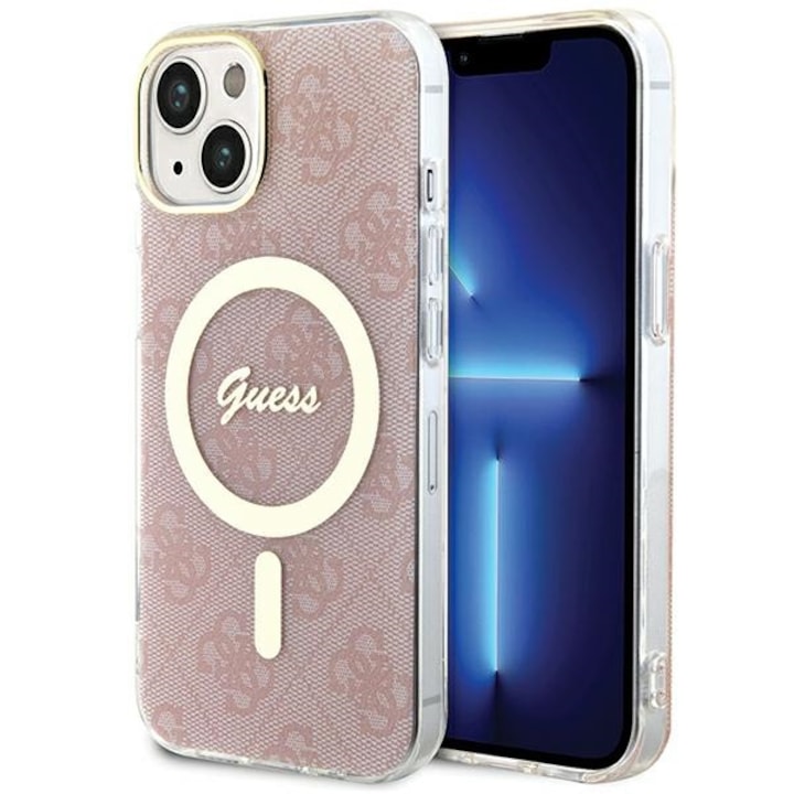Tok iPhone 15 / iPhone 14 / iPhone 13 telefonokhoz - Guess IML 4G MagSafe (GUHMP15SH4STP) - rózsaszín