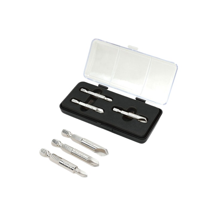 Set 3 extractoare suruburi Toptul, profil hexagonal 1/4 inch, cutie depozitare