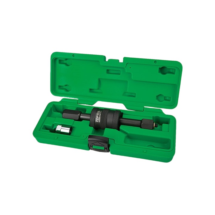 Trusa pentru extras injectoare Toptul, 3 x adaptor M8 x 0.75, M12 x 1.5 / M14 x 1.5, M17 x 0.75, ciocan culisabil, cutie depozitare