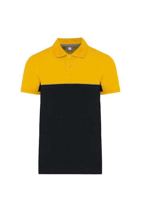 Tricou polo unisex, doua nuante - Wk210, Negru/Galben