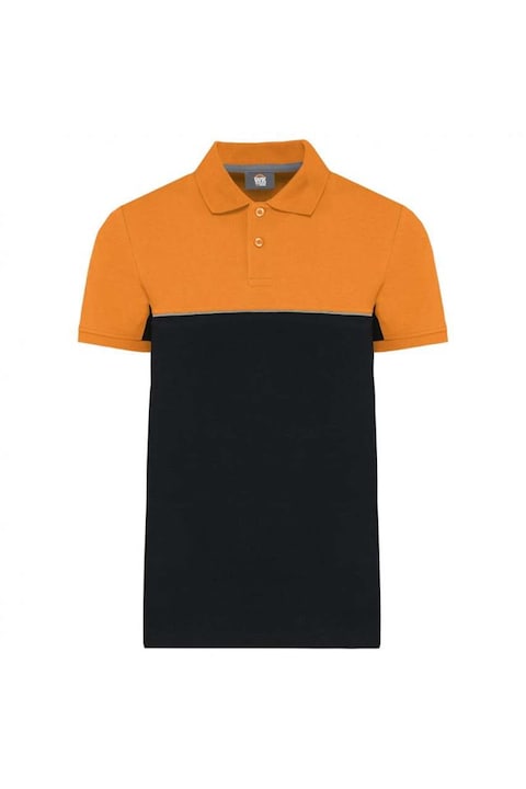Tricou polo unisex, doua nuante - Wk210, Negru/Portocaliu