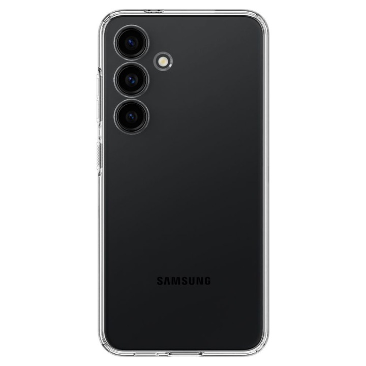 Защитен калъф, съвместим със Samsung Galaxy S24, полупрозрачна защита, минималистичен дизайн, повдигнати ръбове, устойчивост на удар, тънък, прозрачен