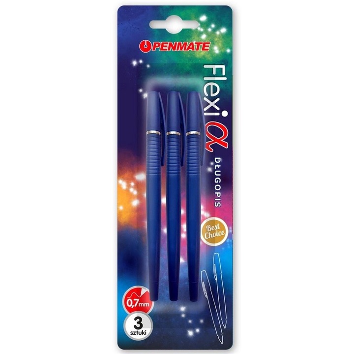 3 db Flexi Alpha toll készlet, Penmate, 0,7 mm, kék