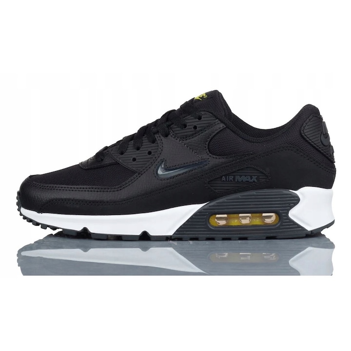 Pantofi sport barbati, Nike Air Max 90, Piele naturala/Sintetic, Negru, 39 EU
