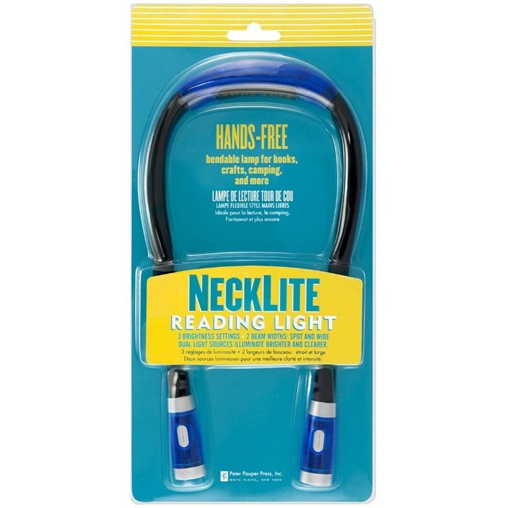 Lampa de citit pentru gat, Peter Pauper Press, 3 setari de luminozitate, 40 lumeni, 55,9cm