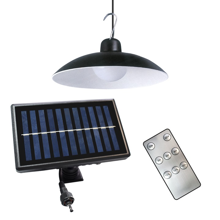 Lampa de exterior, MILAGRO, Metal, Cu panou solar, Negru