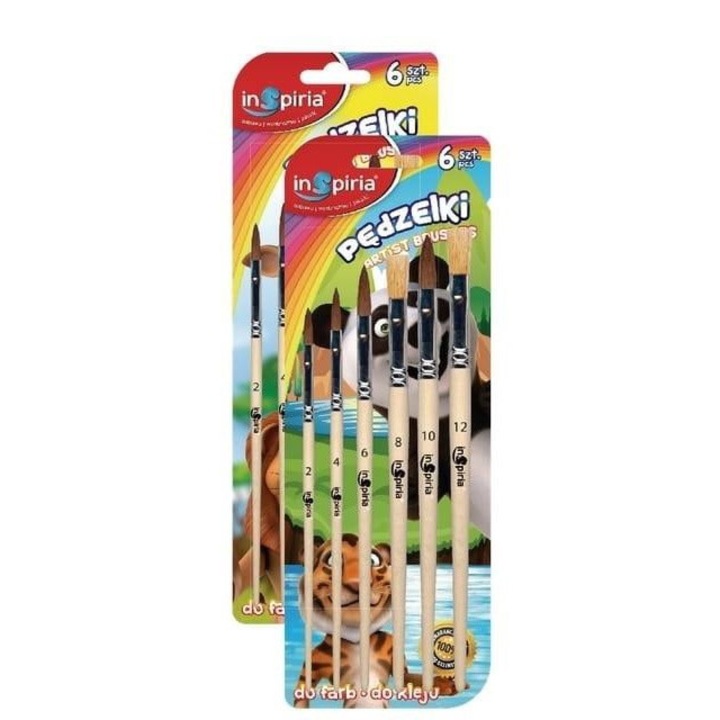 Set 6 pensule, Inspiria, Sintetic, Multicolor