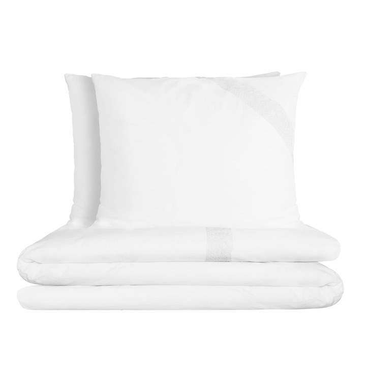 Комплект спално бельо, Spod Igły i Nitki, памук, 160x200 см, бял