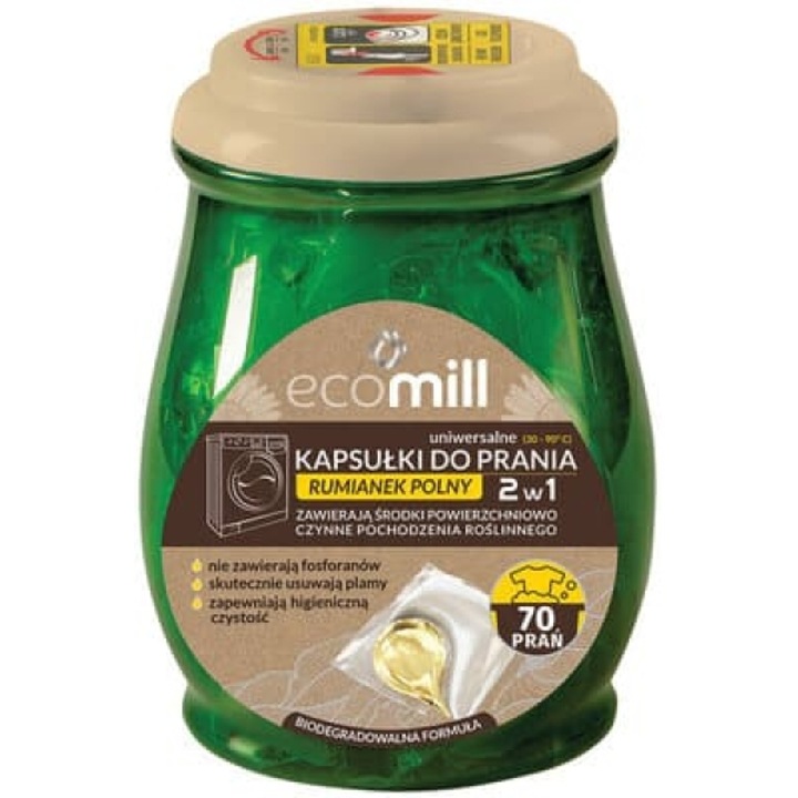 Univerzális kapszula mosásra, EcoMill, mezei kamilla, 70 mosás