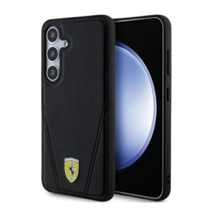 Husa telefon, Ferrari, TPU, Cu model, MagSafe, Compatibil cu Samsung Galaxy S24, Negru