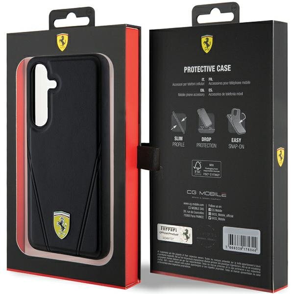 Husa telefon, Ferrari, TPU, Cu model, MagSafe, Compatibil cu Samsung Galaxy S24, Negru
