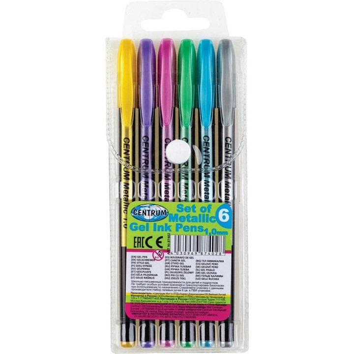 6 db-os zselés toll készlet, Centrum, 1 mm, Multicolor