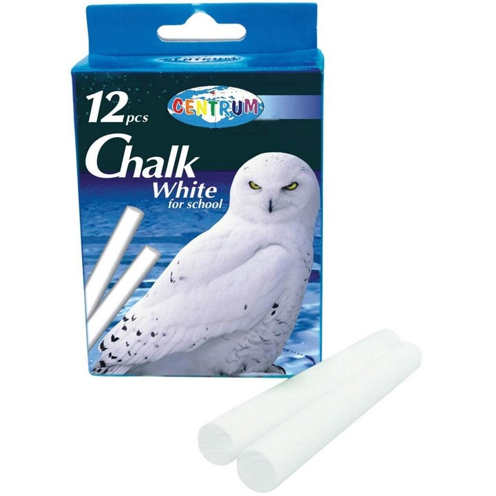 Комплект ученически тебешири, Centrum, 12 части, бял