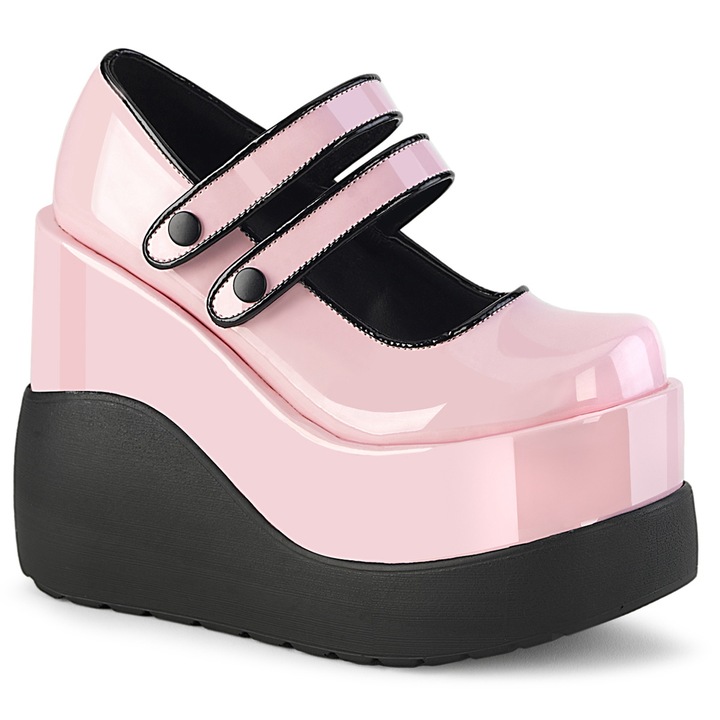 Pantofi dama, Pleaser, Piele naturala, Roz/Negru, 39