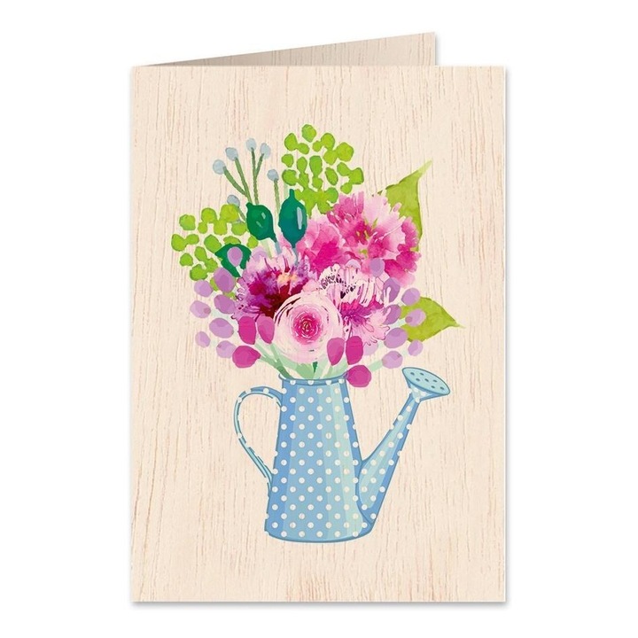 Felicitare din lemn, Cozywood, Model stropitoare, Multicolor