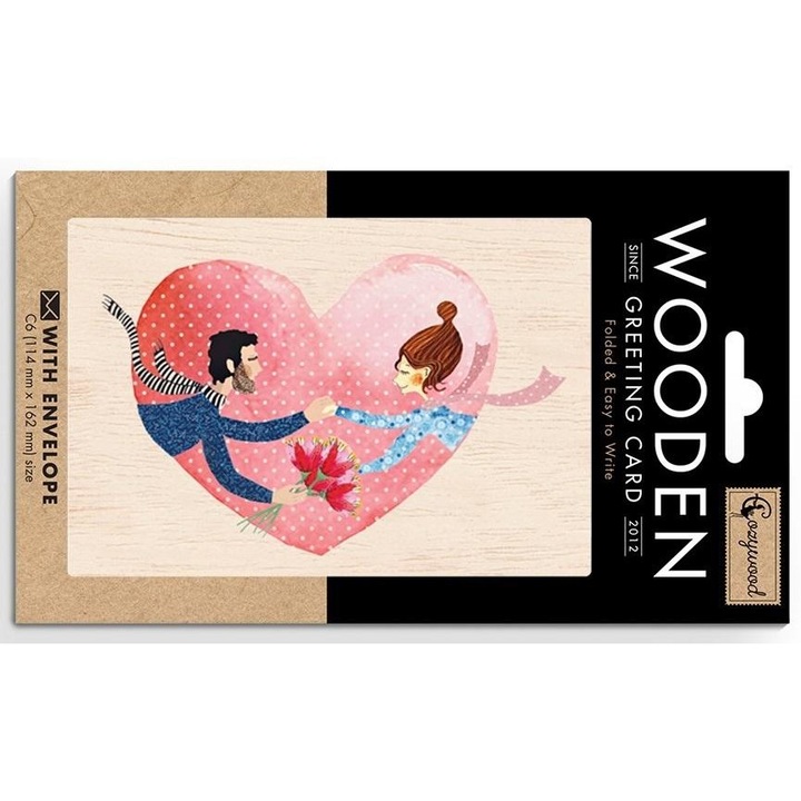 Felicitare din lemn, Cozywood, Multicolor