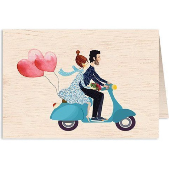 Felicitare nunta, Cozywood, 114 x 162 cm, Lemn, Multicolor