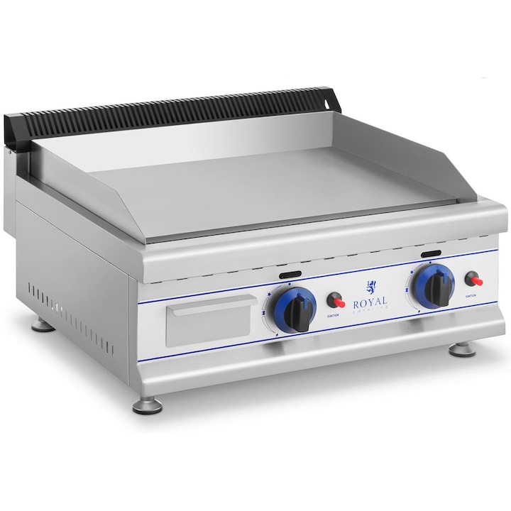 Gratar pe gaz Royal Catering, 2 x 3000 W, 0.03 bar, Inox/Otel carbon, Argintiu