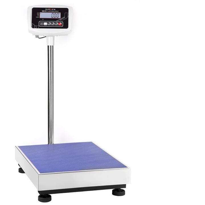 Cantar profesional cu platforma Steinberg Systems, Afisaj LCD, 0-150 kg, Precizie 0.05 kg, Albastru/Alb