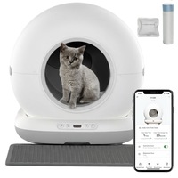 Litiera Automata Smart SeveShop, pentru Pisici, Auto-Curatare si Sterilizare Automata, Control prin Aplicatie Mobila, Afisaj LED cu Comenzi Intuitive, Functie de Curatare Usoara, Design Oval Modern, Capacitate 9L, Alb