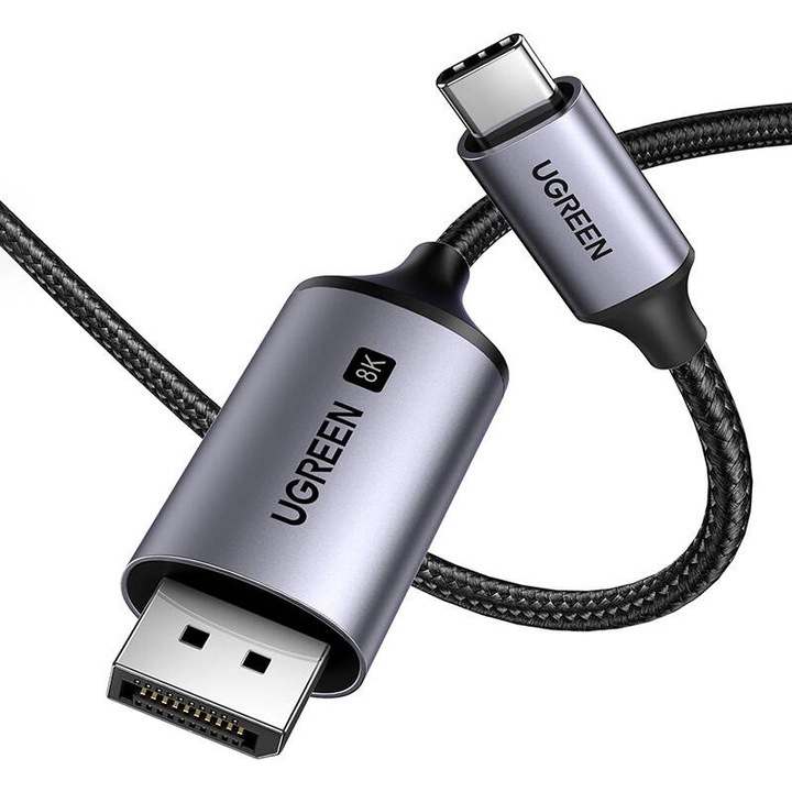 Kábel Ugreen CM556 USB-C DisplayPort 8K, 60Hz, 2m, szürke