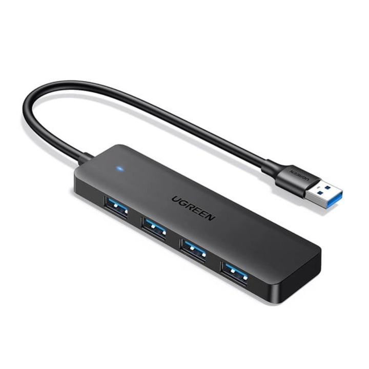 ХЪБ Ugreen CM219 с 4 USB-A 3.0 порта и USB-A 3.0 кабел, черен