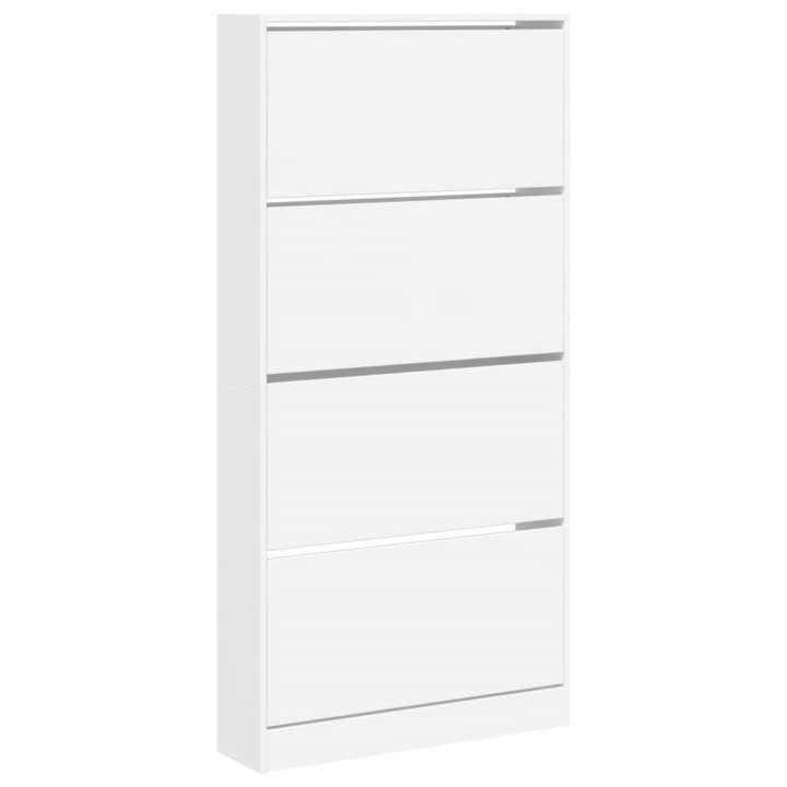 Шкаф за обувки с 4 флип чекмеджета vidaXL, Бял, 80x21x163, 5 см, 17.8 Kg