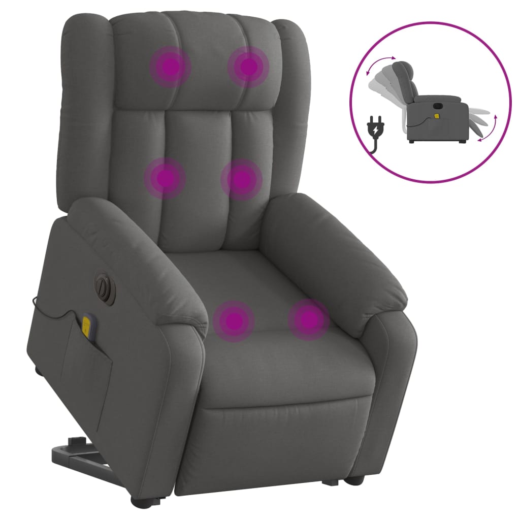 Fotoliu recliner Zakito Europe cu masaj, 6 puncte vibratii, gri