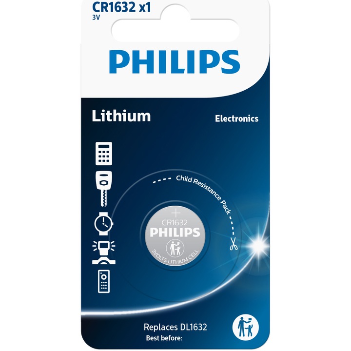 Baterie Philips Lithium CR1632, 1 buc